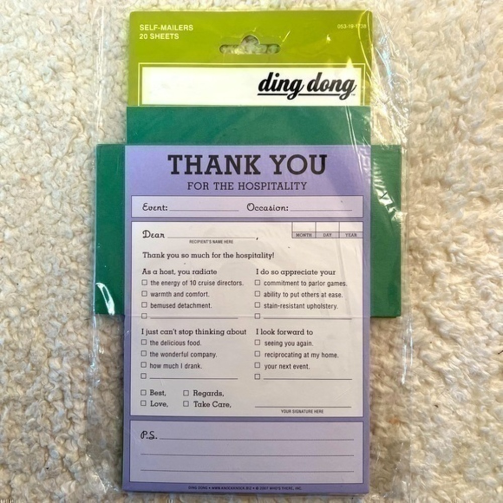 Knock Knock “Hospitality Thank You” Self Mailers